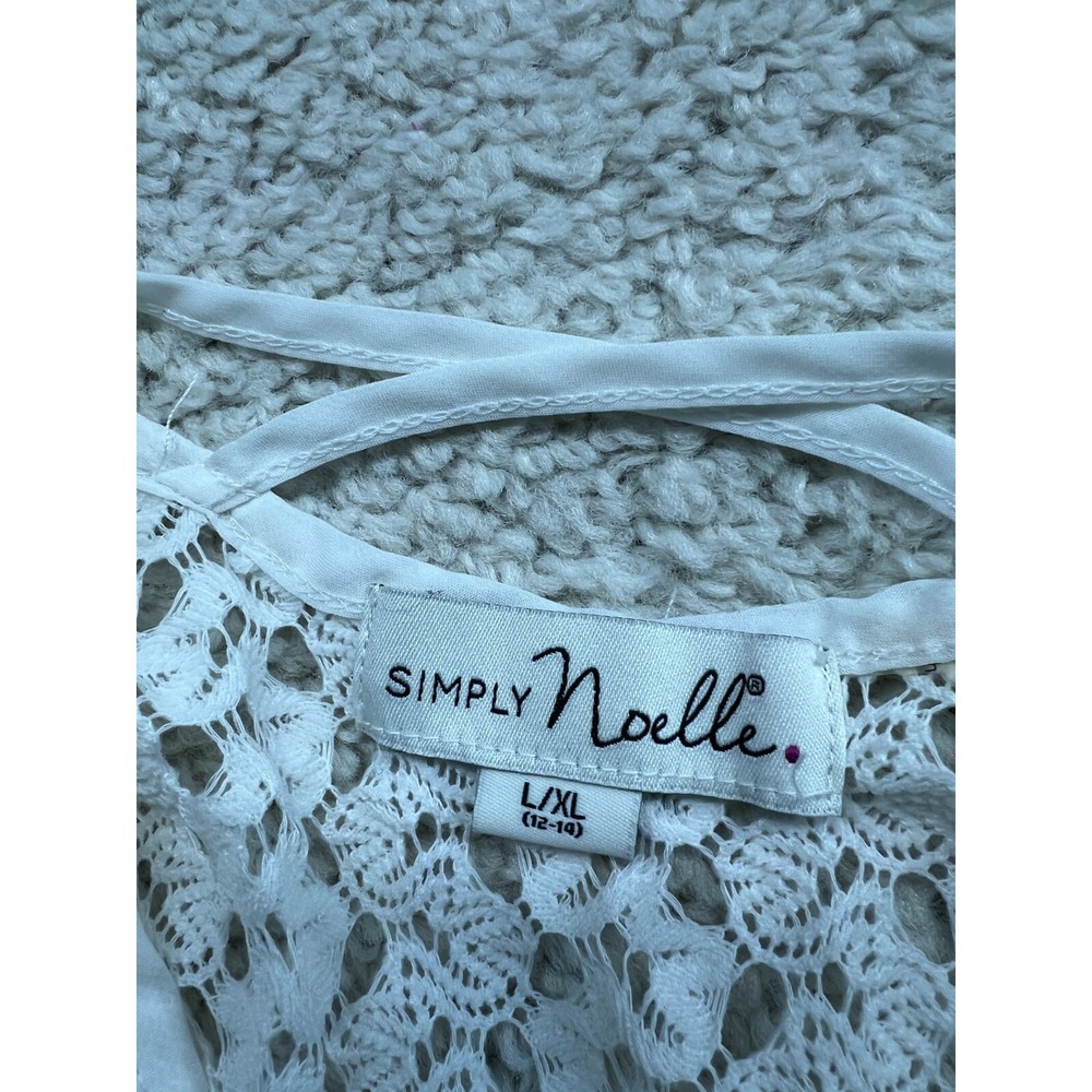 Simply Noelle Crochet Knit Top Womens L/XL Open Knit 3/4 Sleeve Crisscross - Picture 8 of 9
